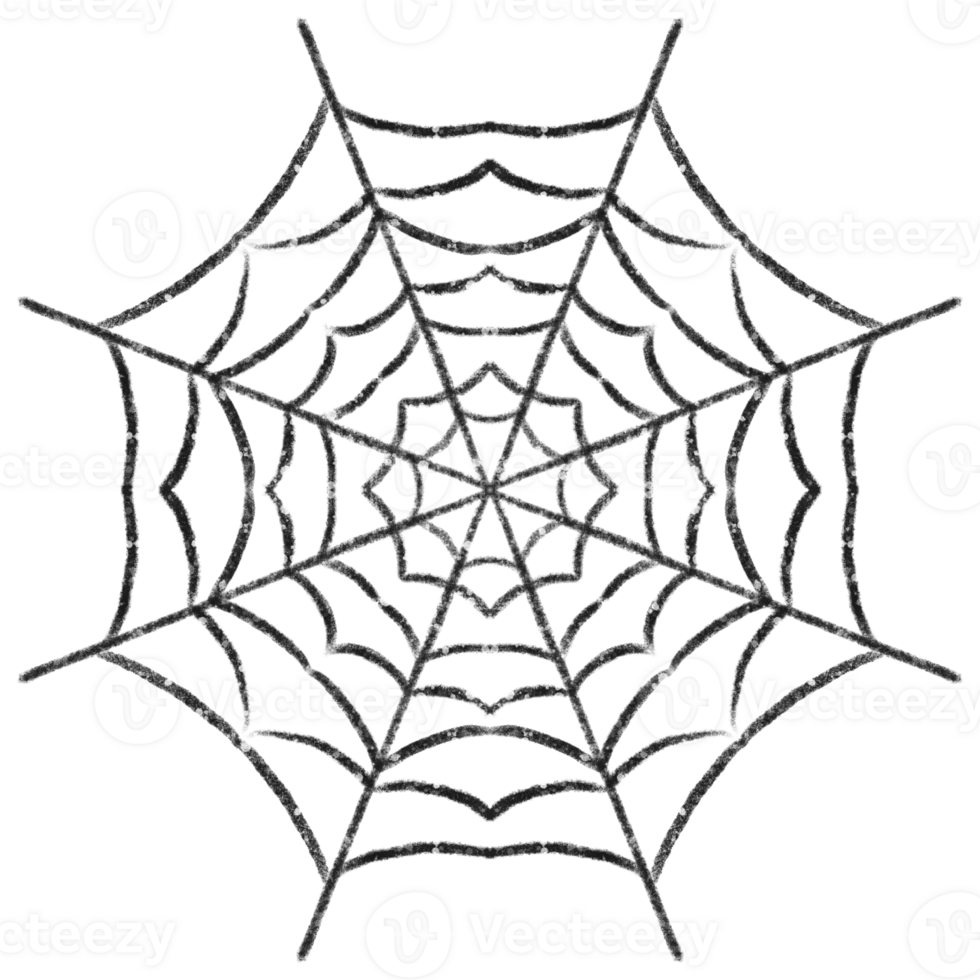 Black spider web, spider and web on Halloween day spooky day Set of hand drawn illustrations. png