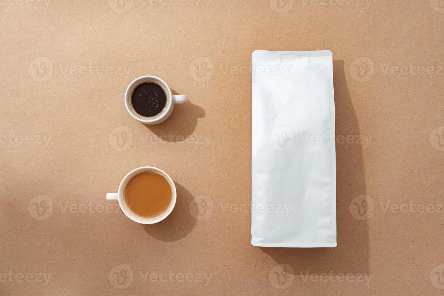Coffee identity branding mockup set top view flat lay photo