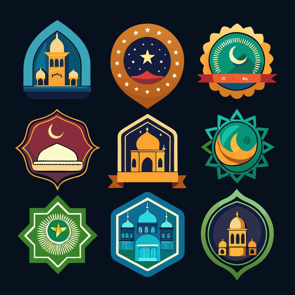 Ramadan Symbolism Icon Set vector