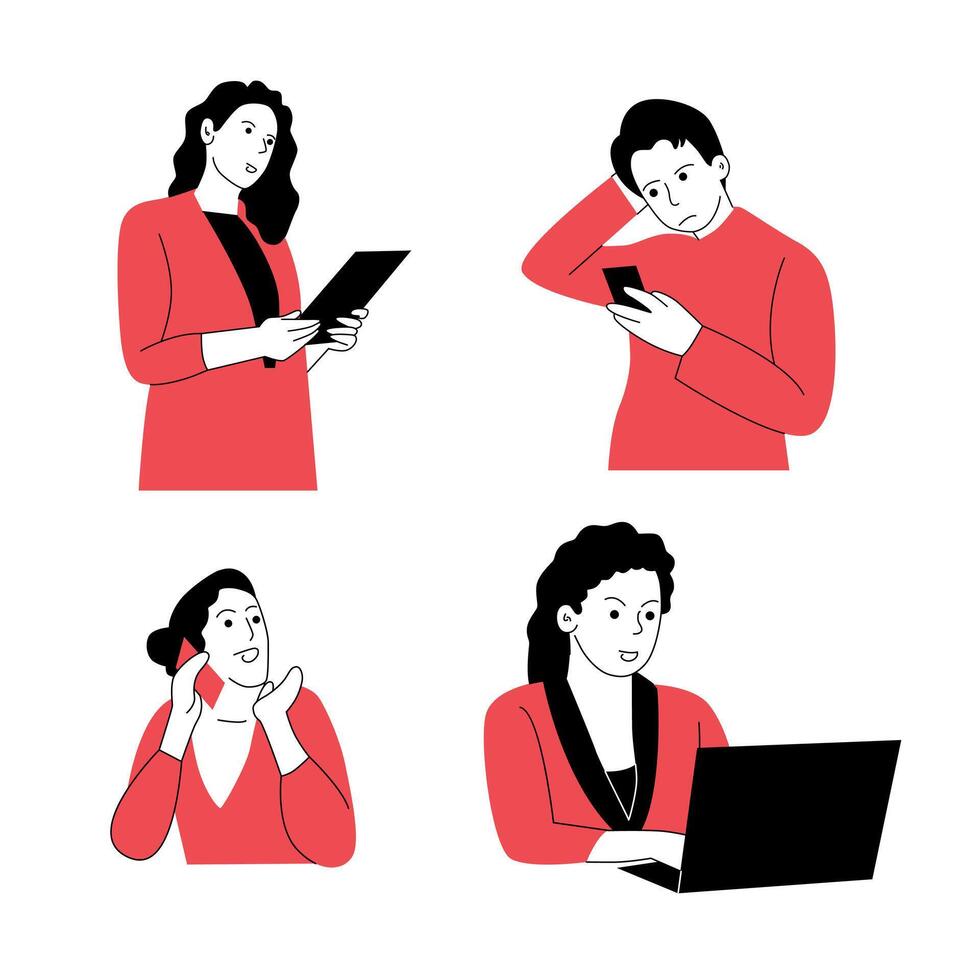 collection of flat illustrations of office people vector
