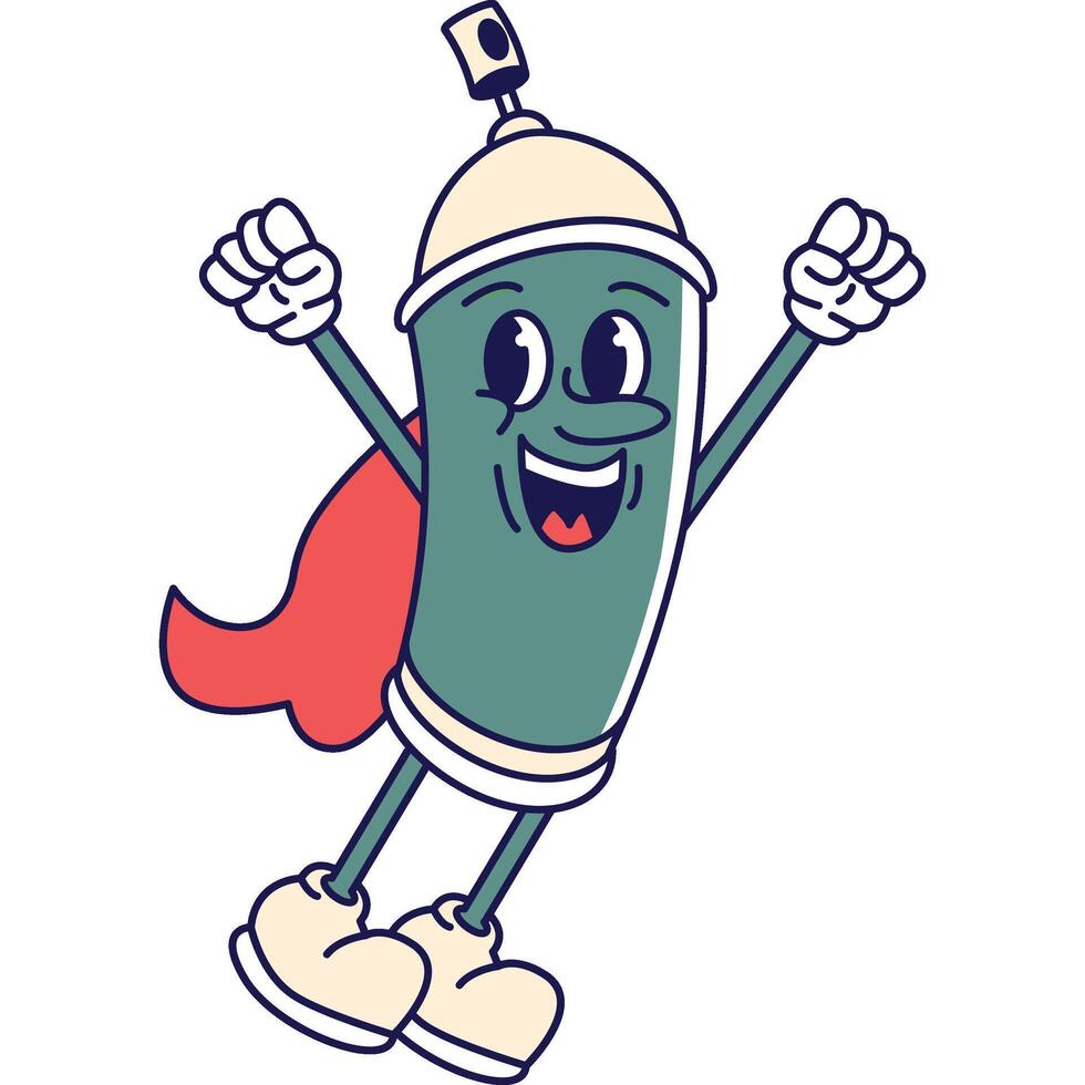 Spray Can Groovy Mascot Illustration vector