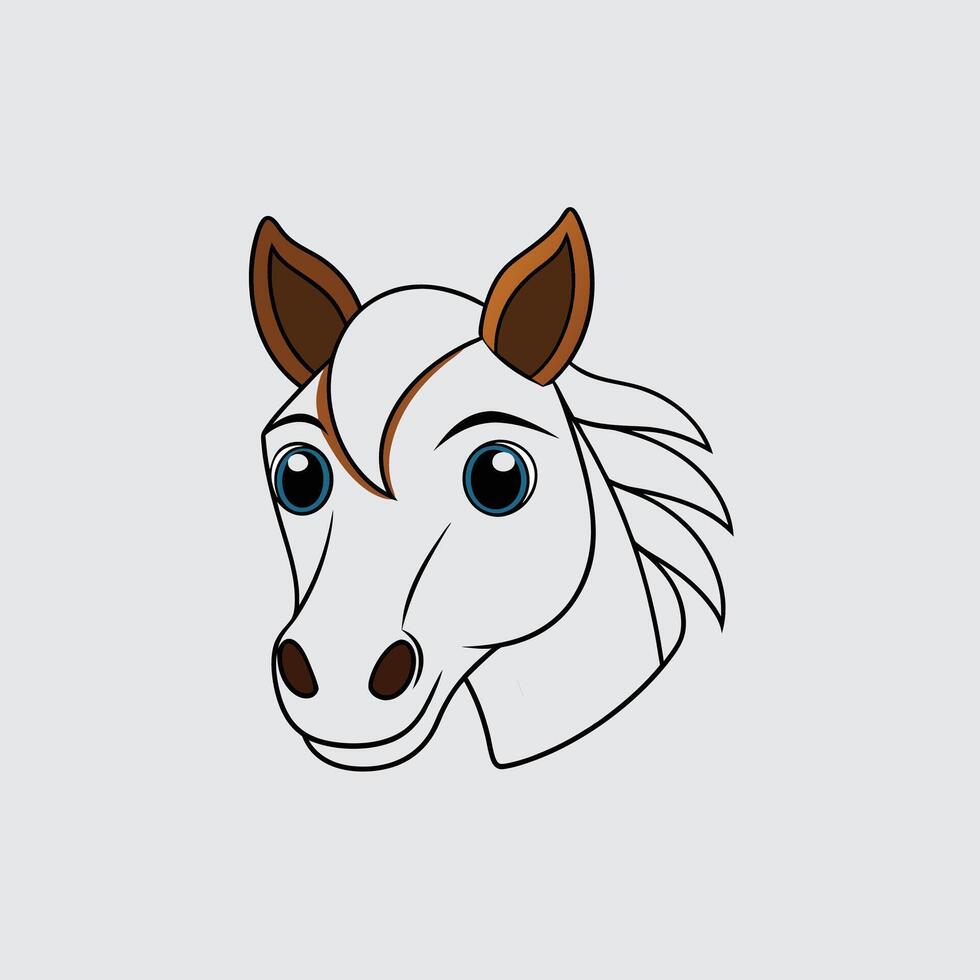 A Horse Head In Line Drawing White Background vector