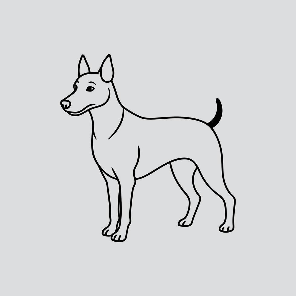 A DOG In A Line Drawing Standing vector