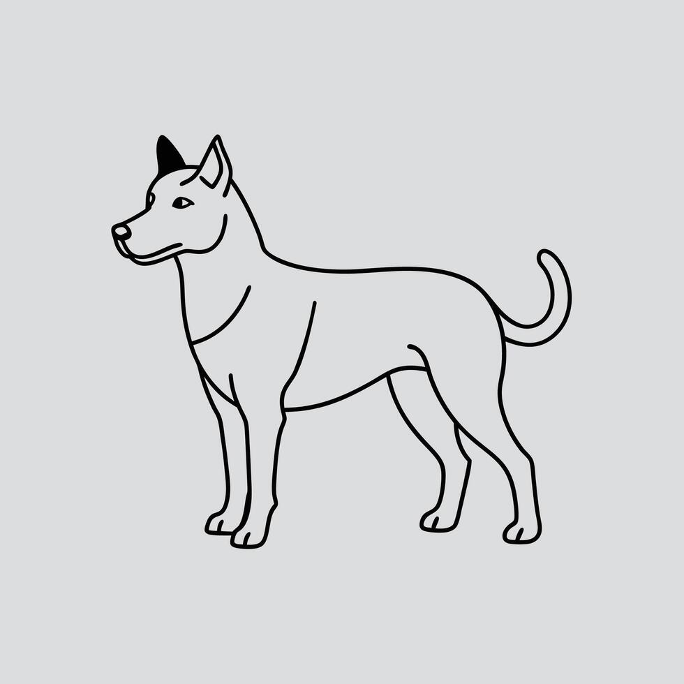 A DOG Head In A Line Drawing White Background vector