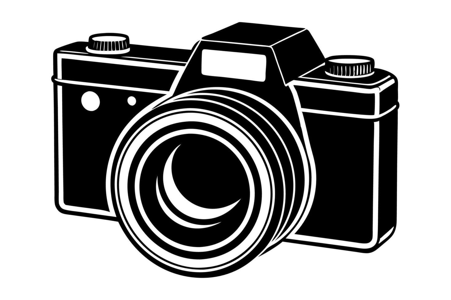 A camera silhouette,line art ,icon illustration on white background. vector
