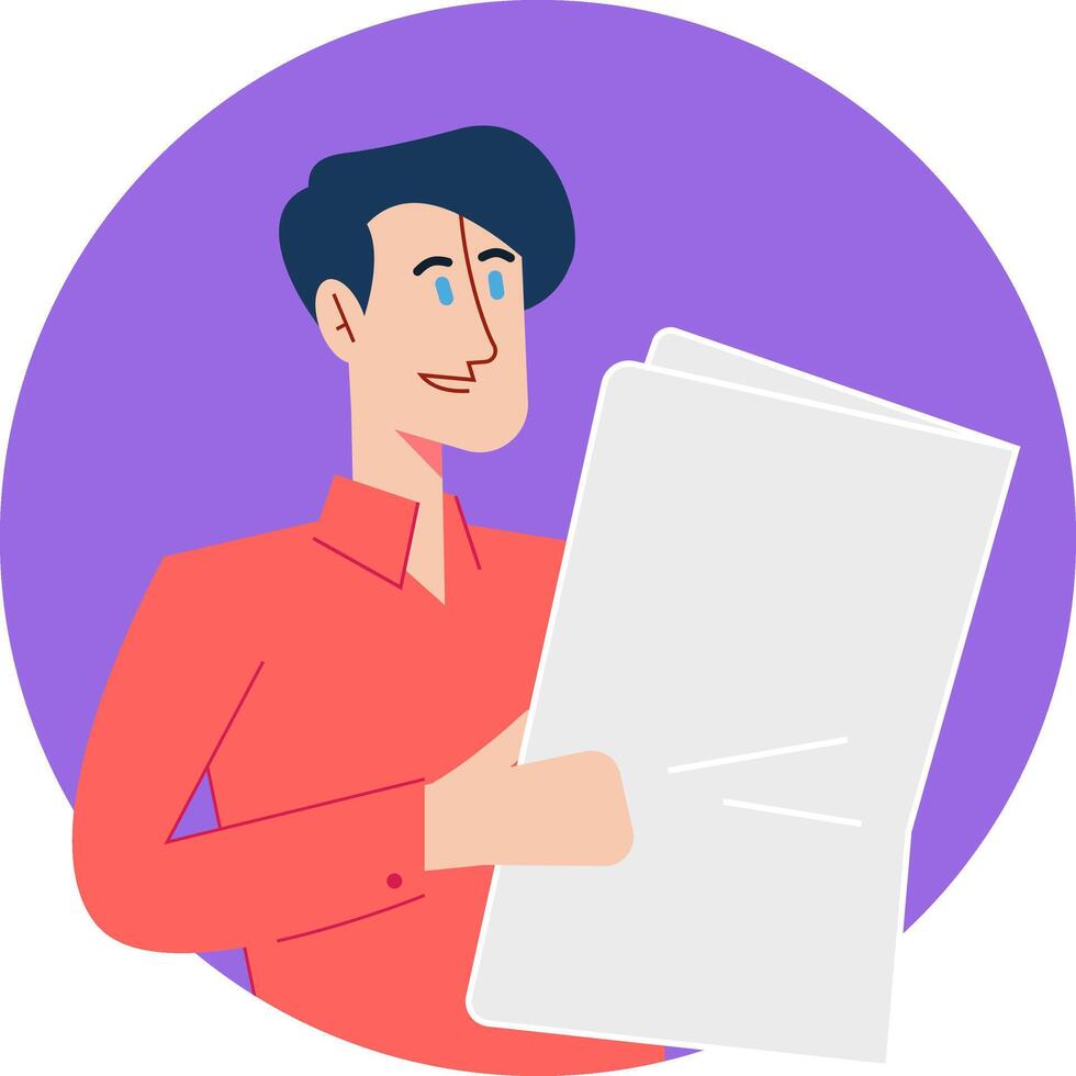 a man in a shirt reads a newspaper flat vector