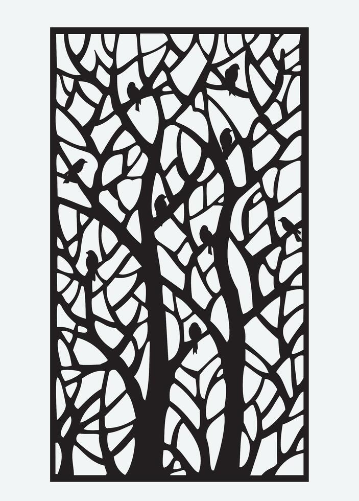 Birds on tree silhouette vector