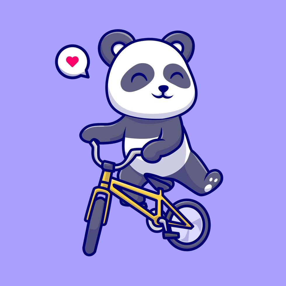 Cute Panda Riding Bicycle Cartoon vector