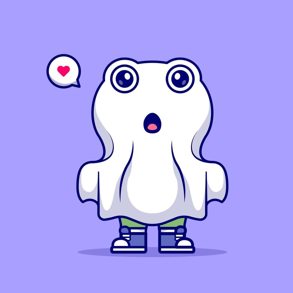 Cute Frog Ghost Cartoon vector