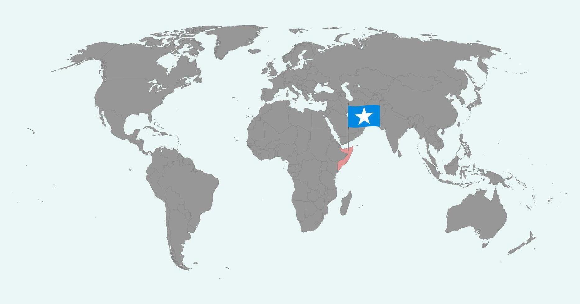 Pin map with Somalia flag on world map. illustration. vector