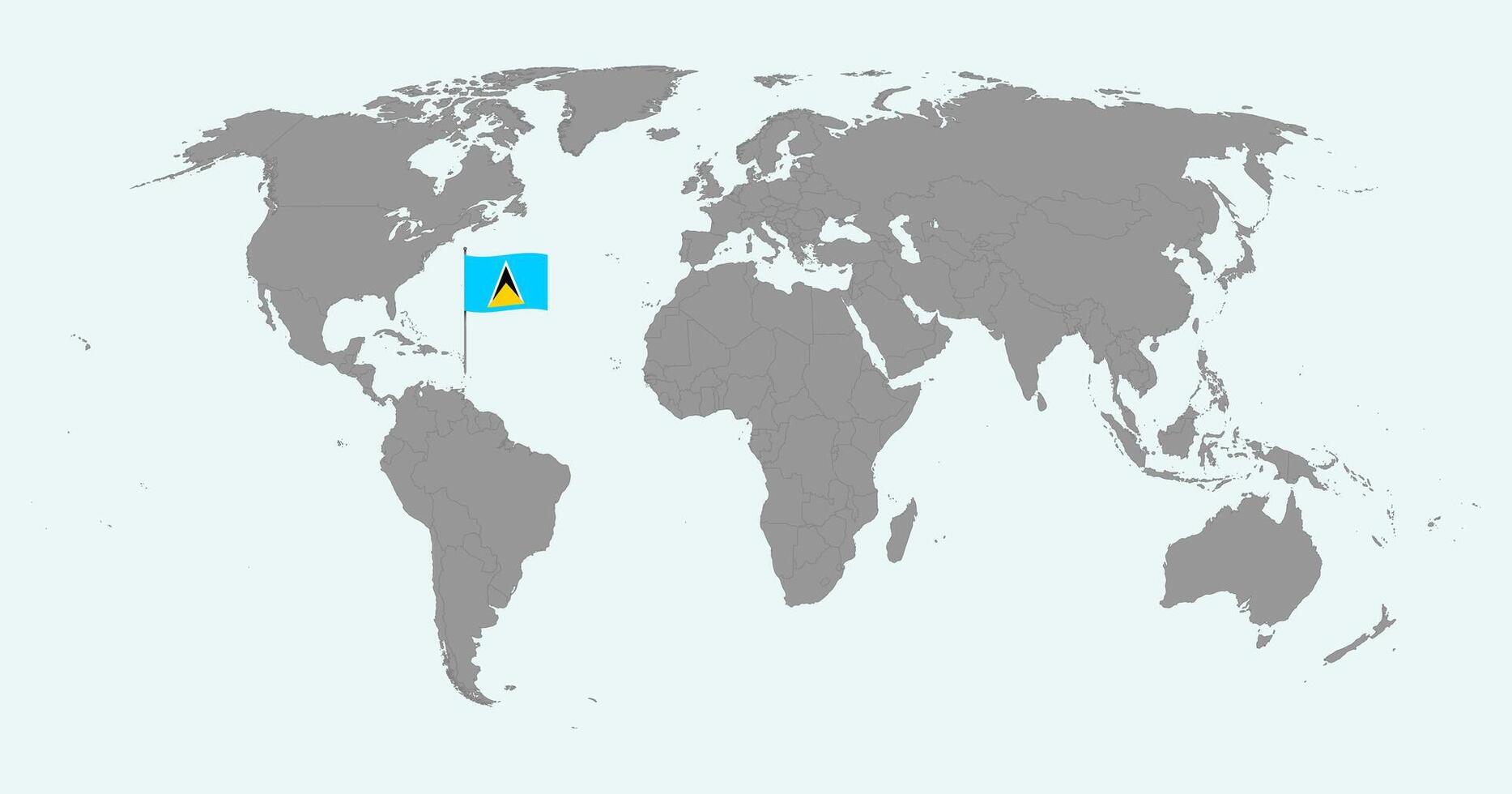 Pin map with Saint Lucia flag on world map. illustration. vector