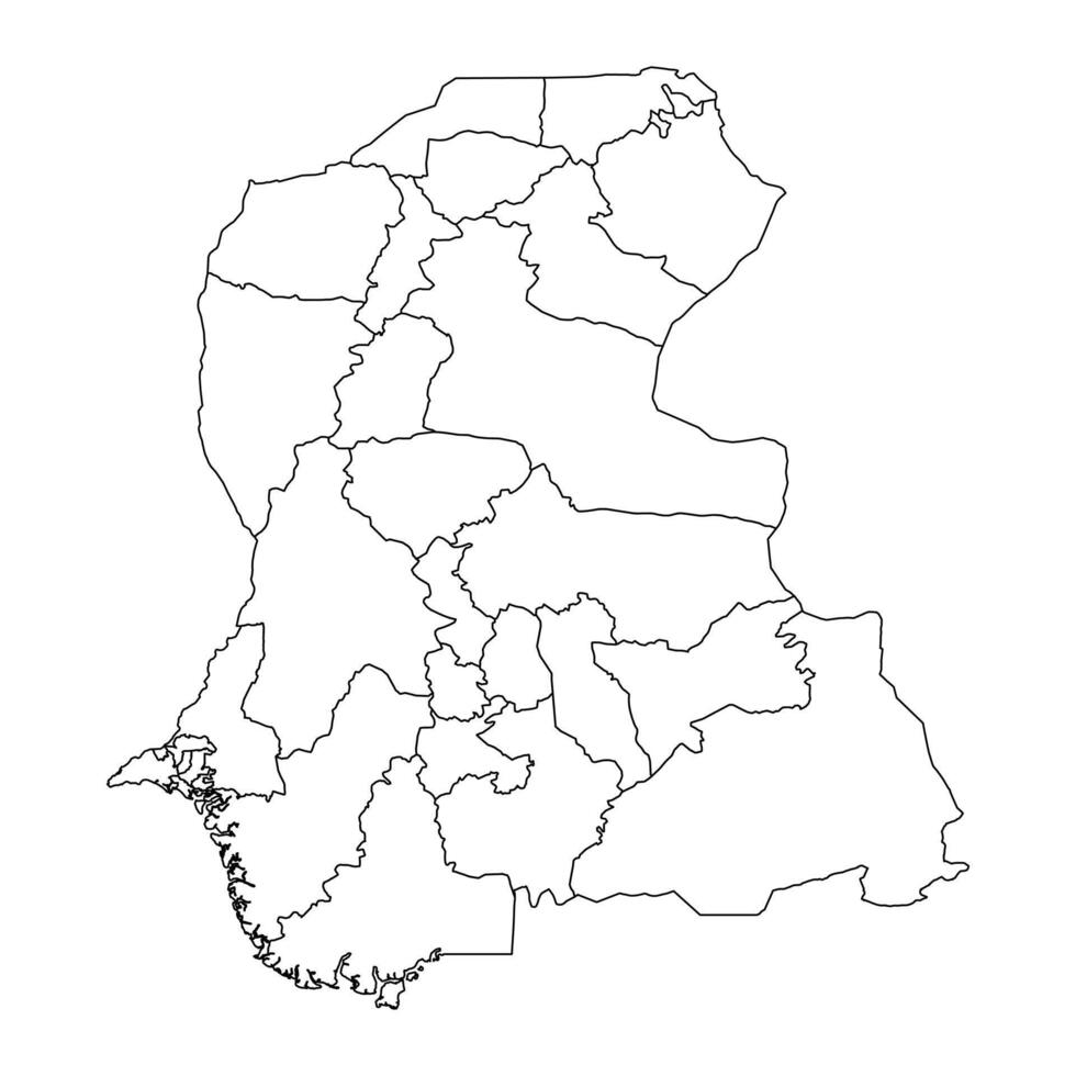 Sindh map with districts. illustration. vector