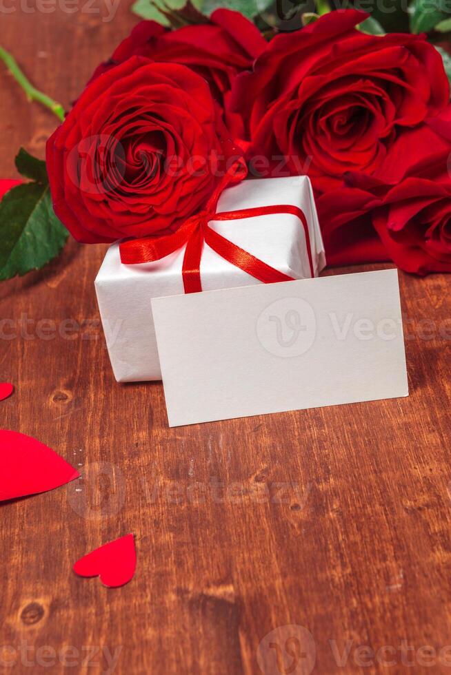rojo Rosa y blanco regalo tarjeta para texto foto