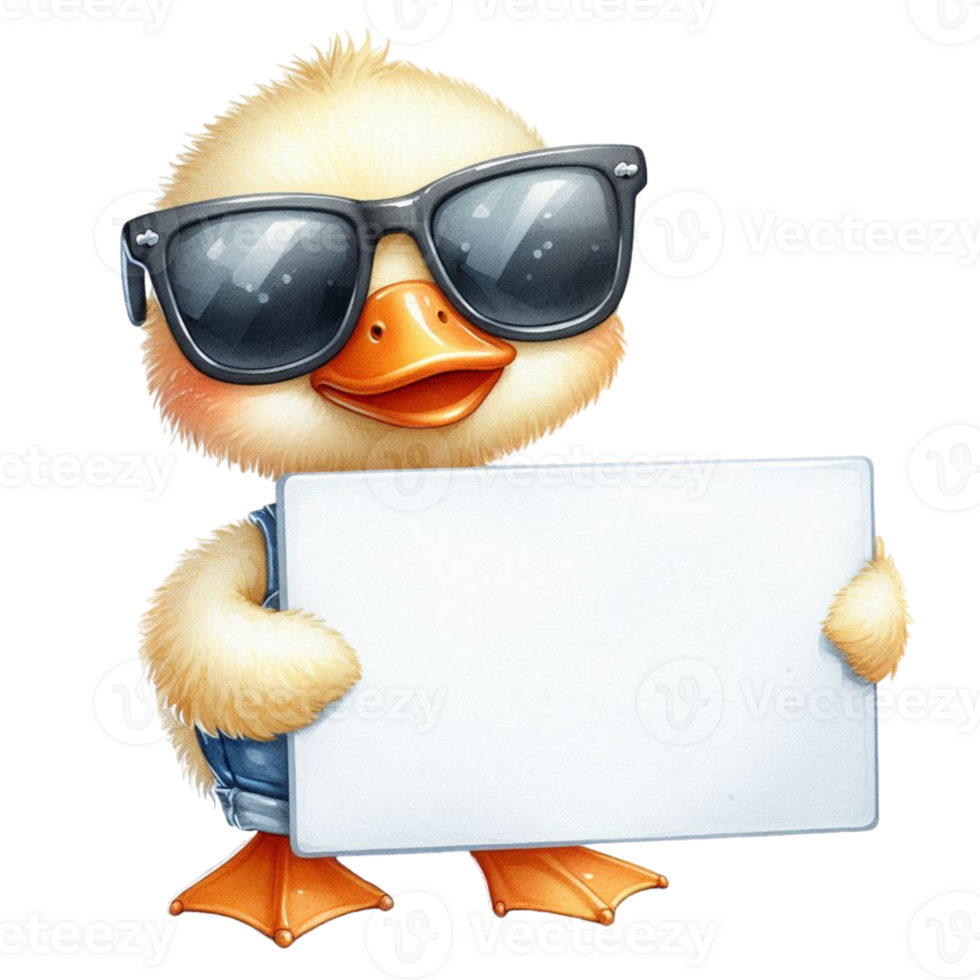 aigenerated a cartoon duck wearing sunglasses holding a blank sign png