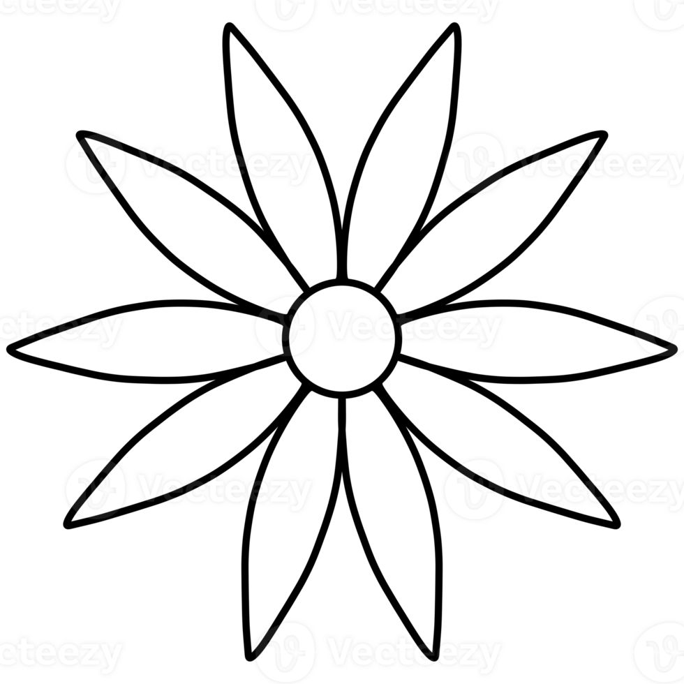 ten petal Flower line black png