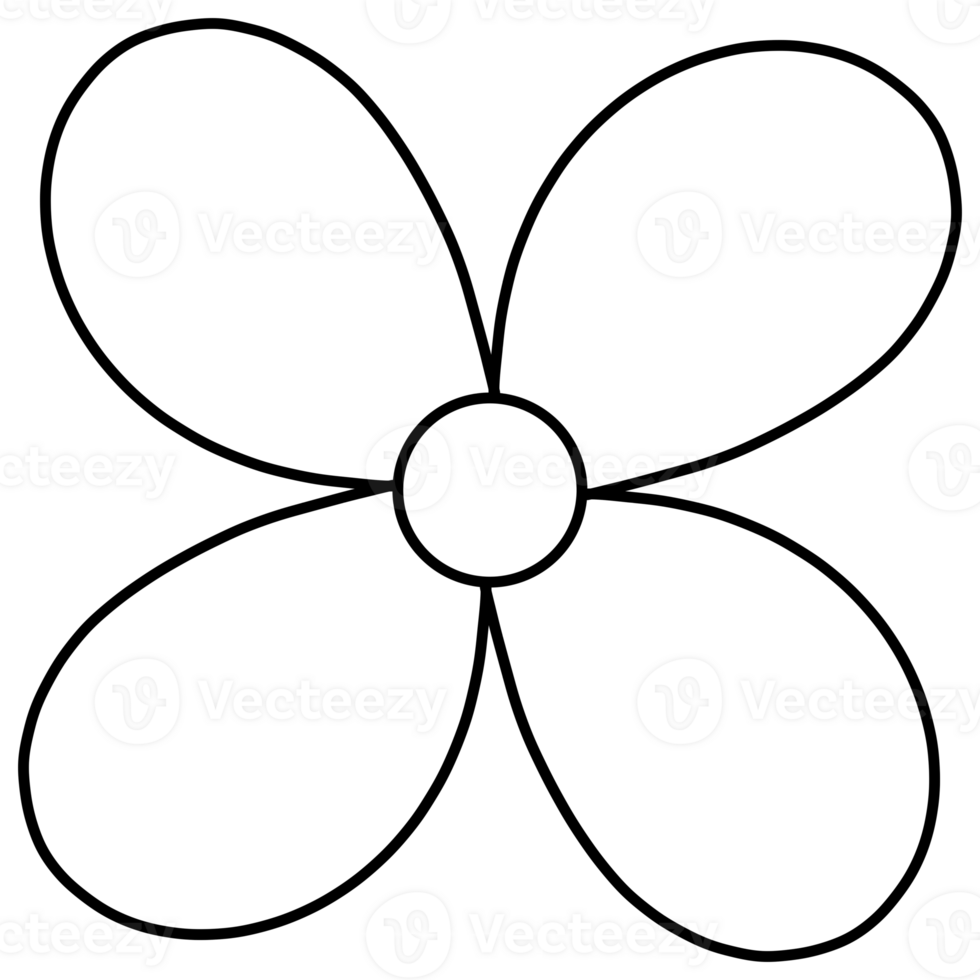 four petal Flower line black png