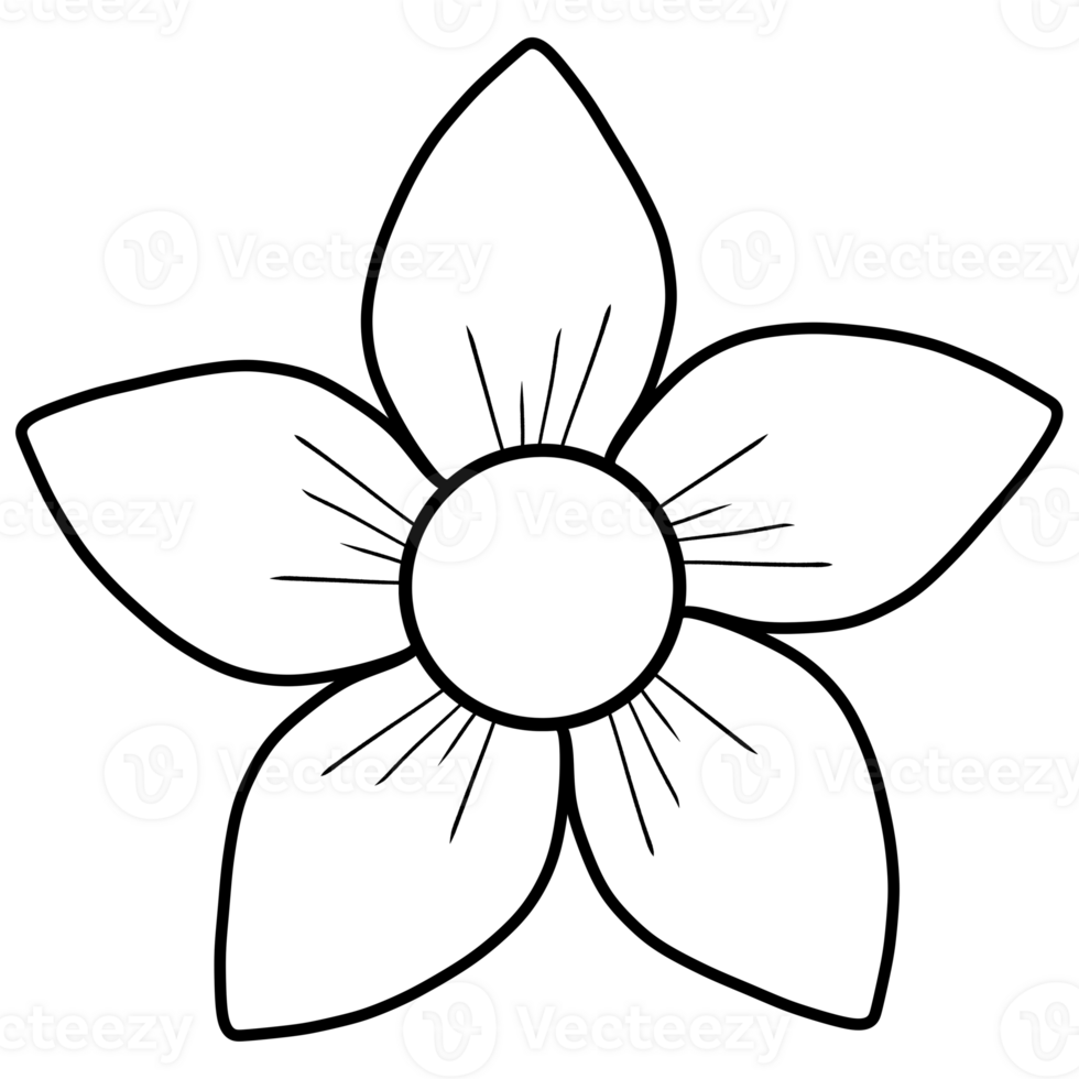 Five petal Flower line black png