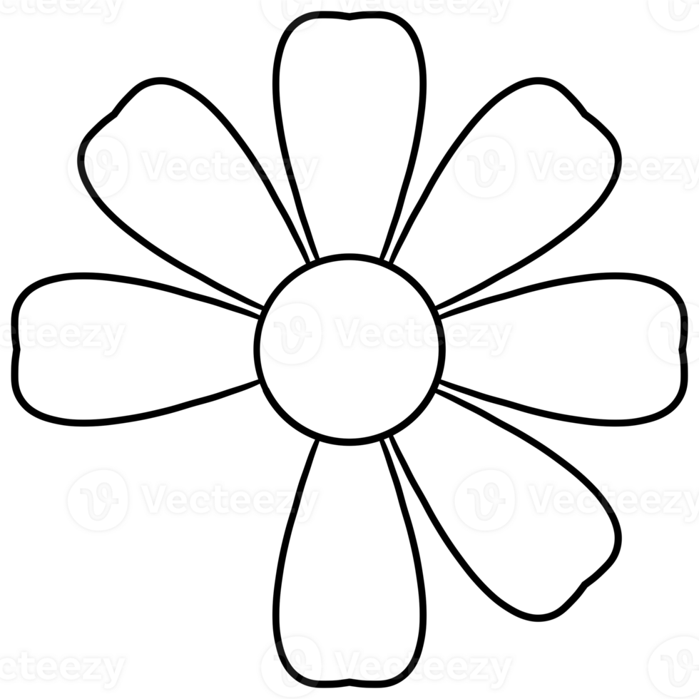 Seven petal Flower line black png