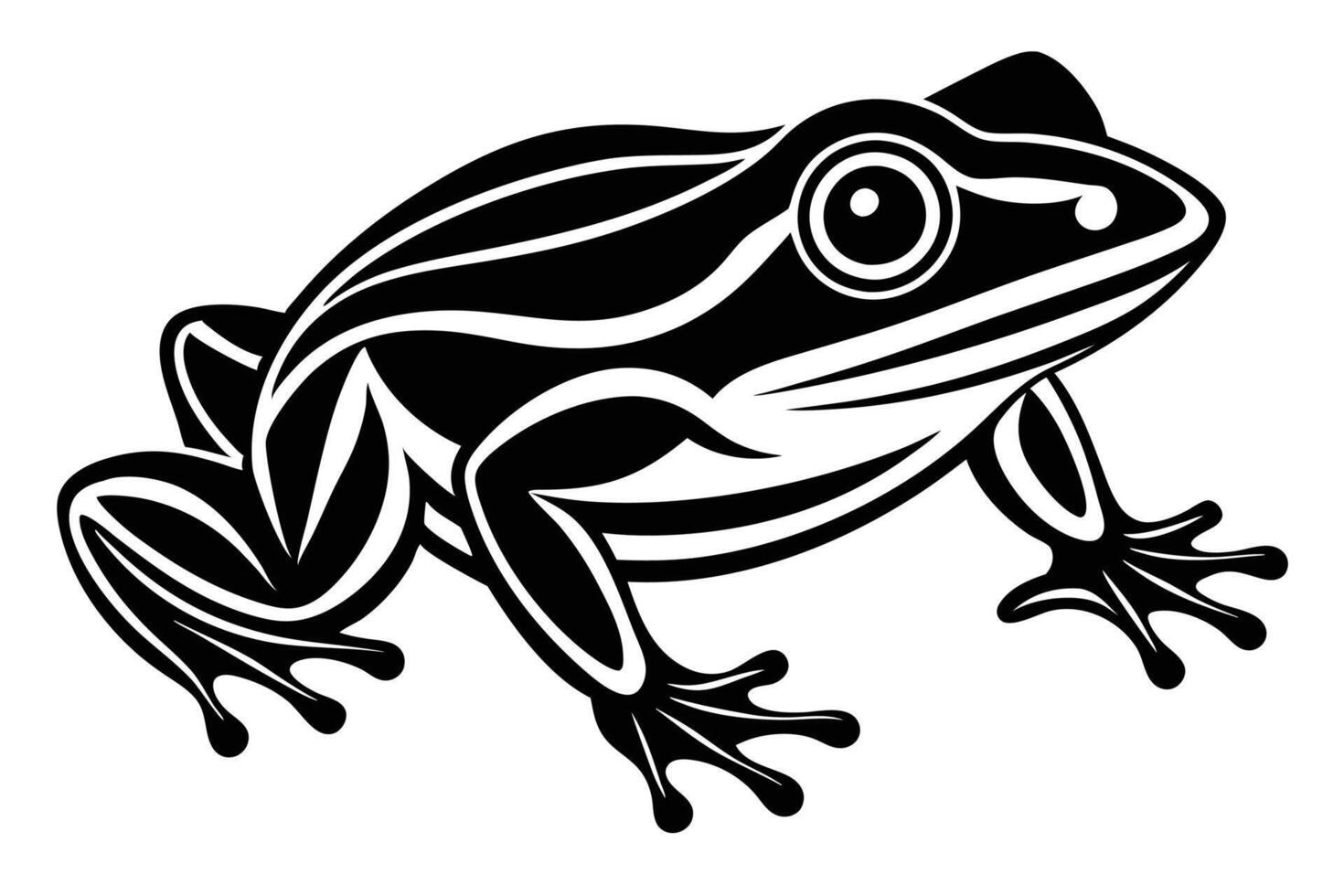 Animal frog line art illustration on white background vector