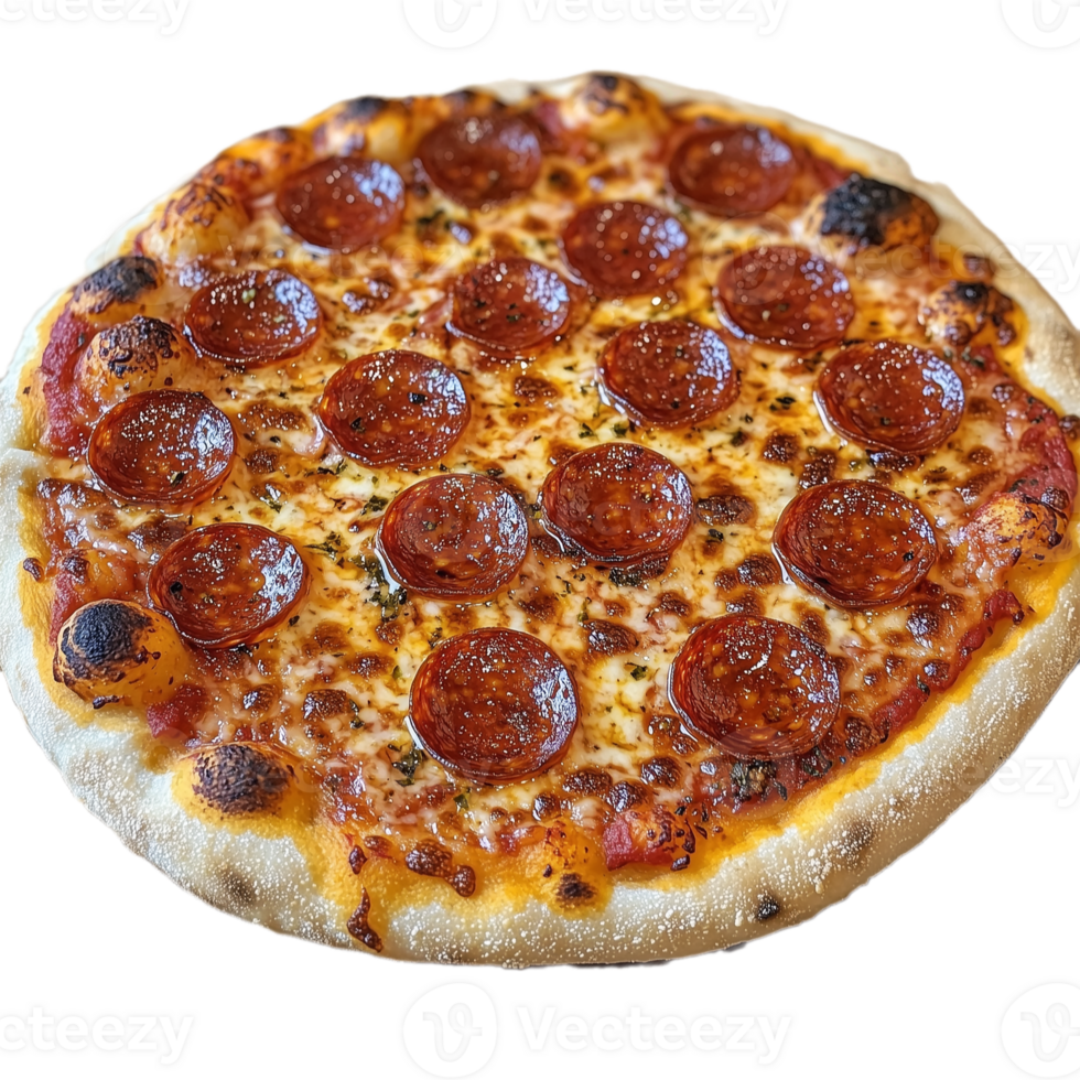 Slices of pepperoni pizza isolated on transparent background, top view png