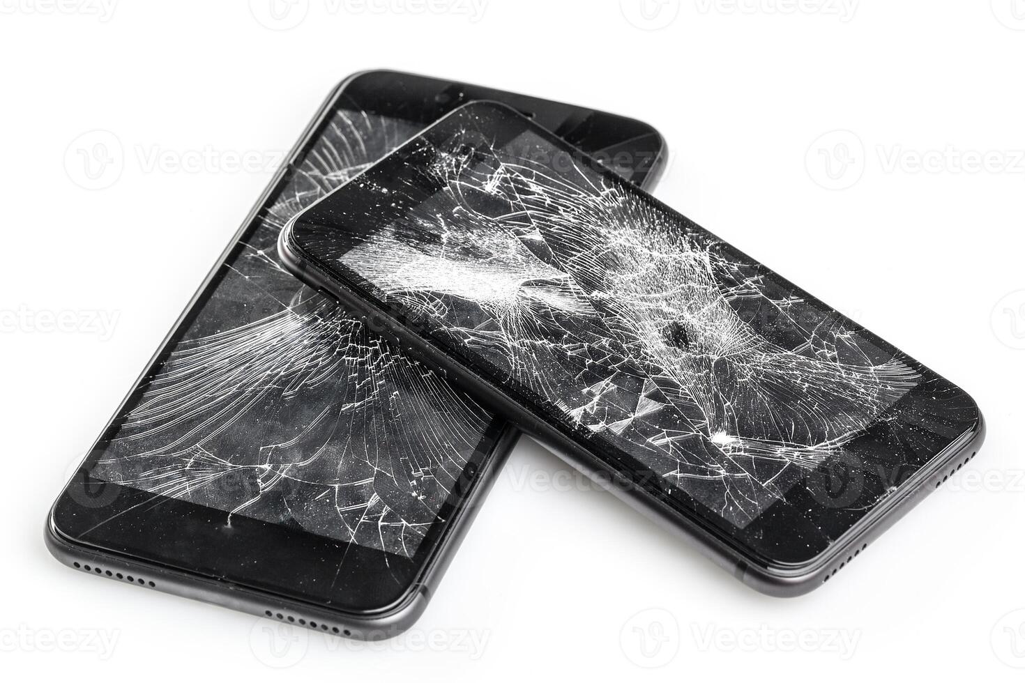Mobile phone with broken screen photo