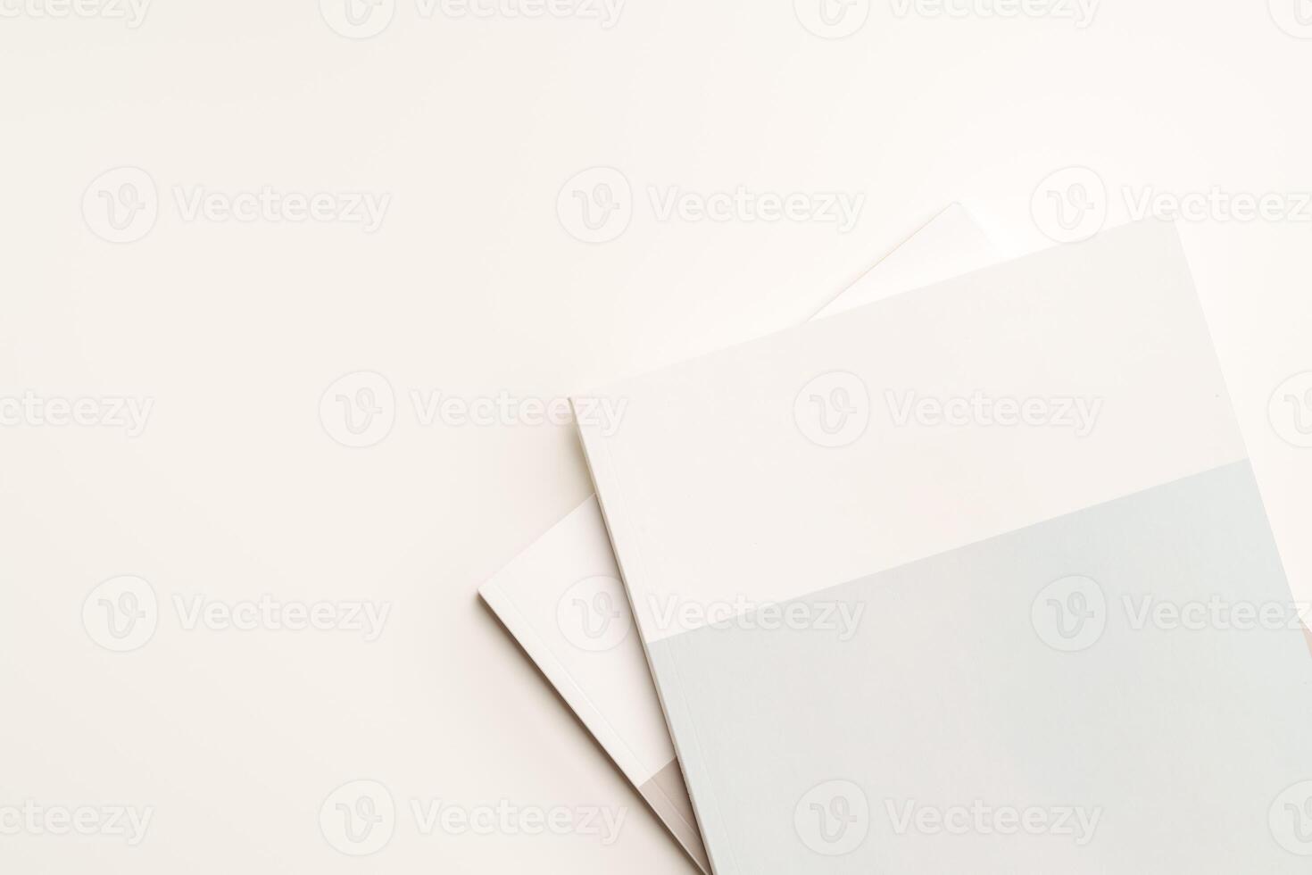Stack of blank paper on beige background photo