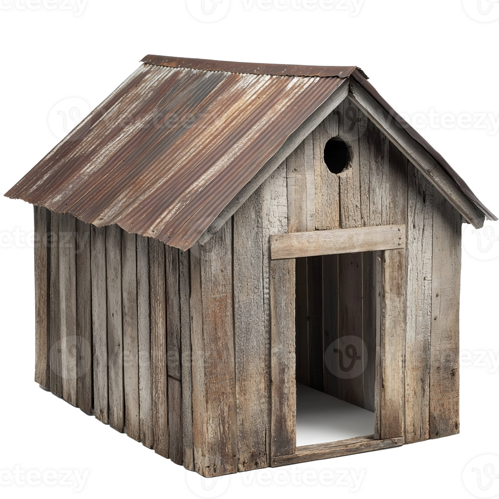 Old wooden birdhouse isolated on transparent background. 3d render. png