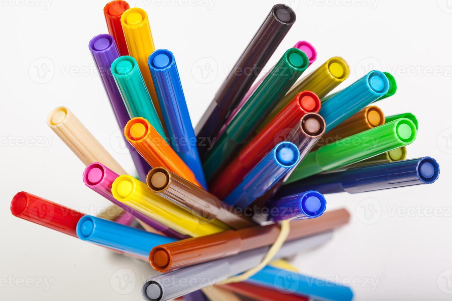 Multicolored Felt-Tip Pens isolated on a white background photo