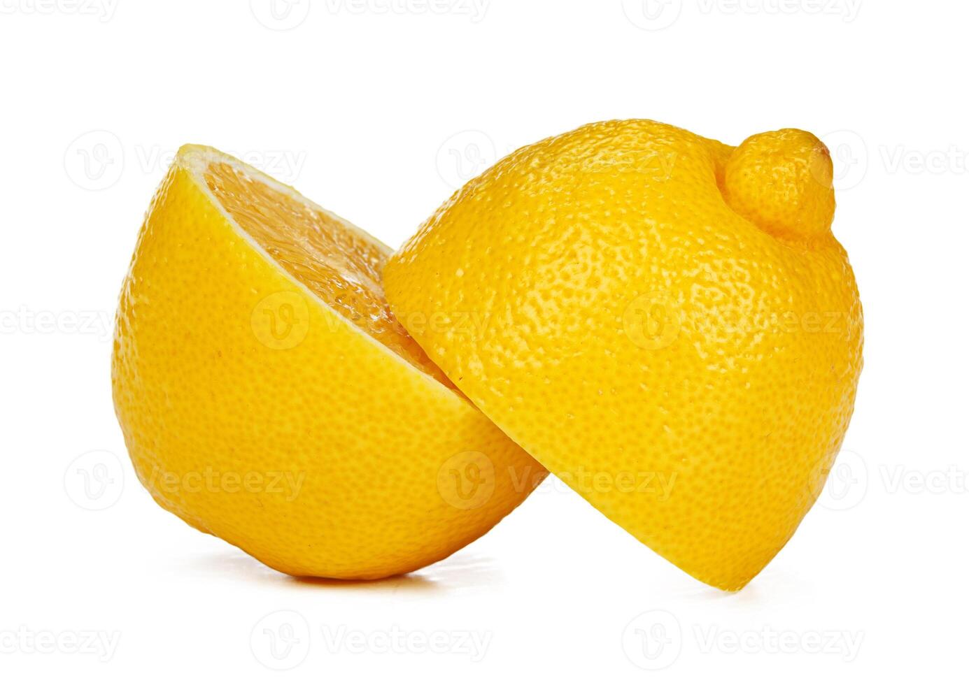 Chopped lemon fruit isolated on white background photo