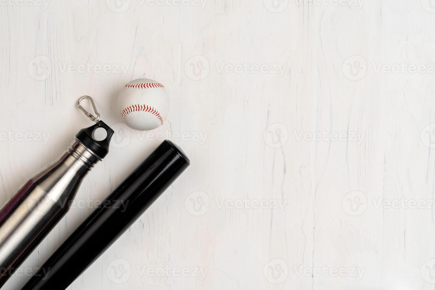 Baseball bat and ball, view from above photo