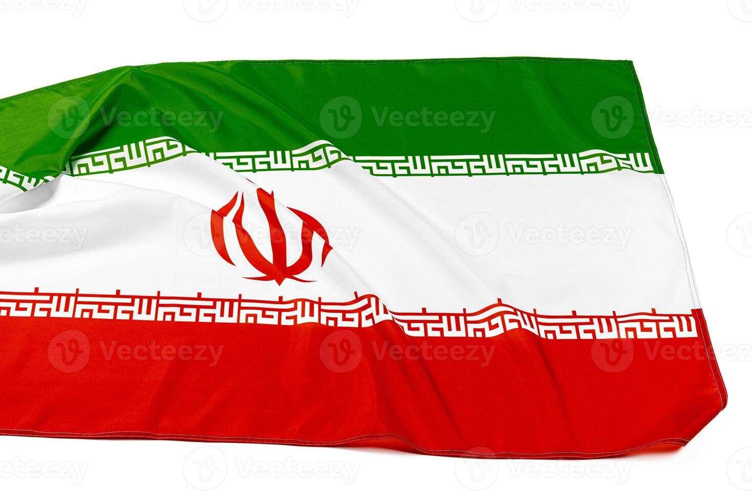 Photo of fabric flag of Iran close up