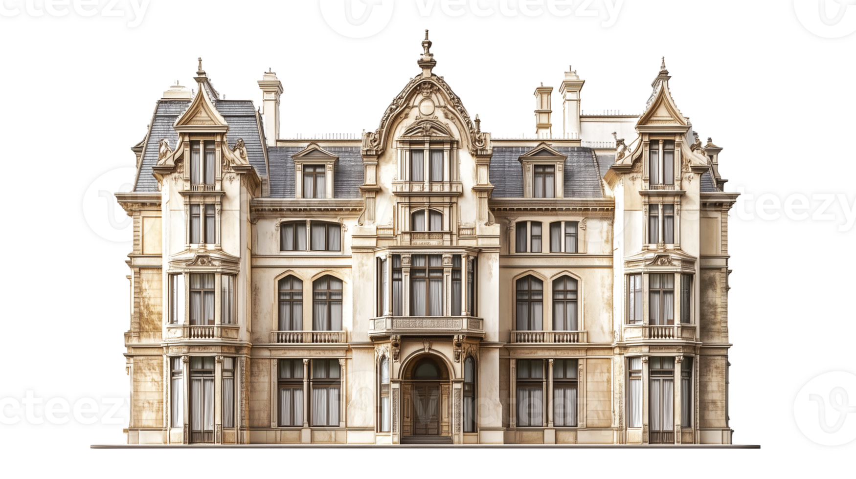 Facade of the building isolated on transparent background. 3d illustration. png