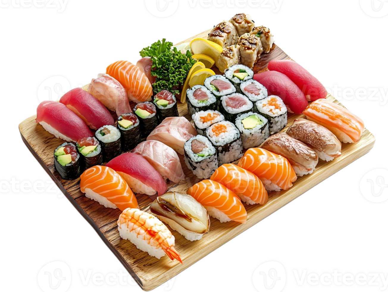Sushi platter isolated on transparent background. Japanese food. png