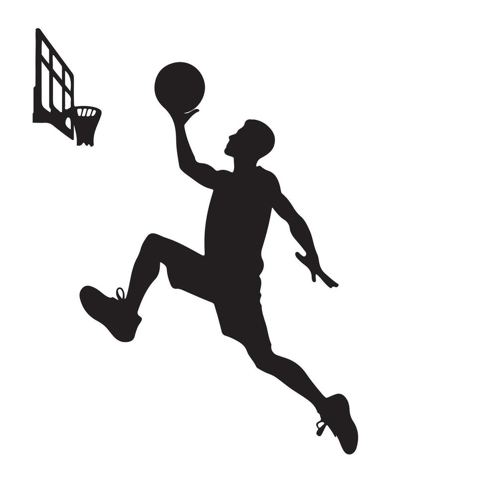 Man basketball player, people playing basketball silhouette on white background vector
