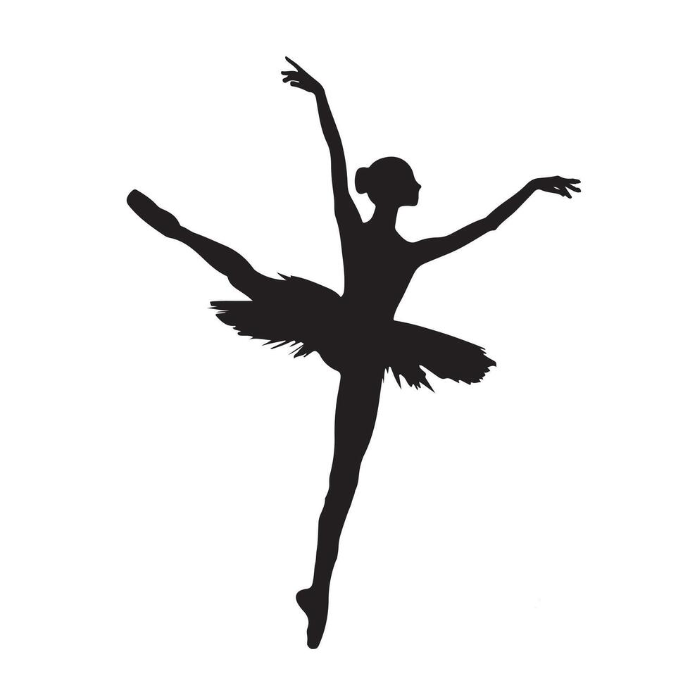 Silhouette of a ballerina mid-pirouette on a white background vector