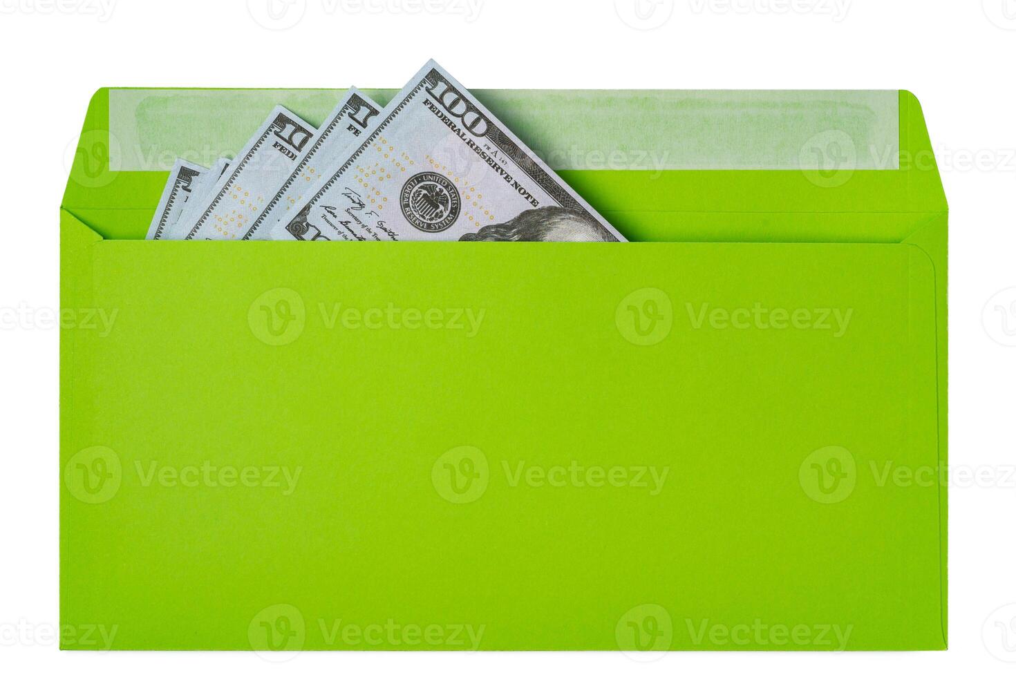 Money dollars in paper envelope on a white background photo