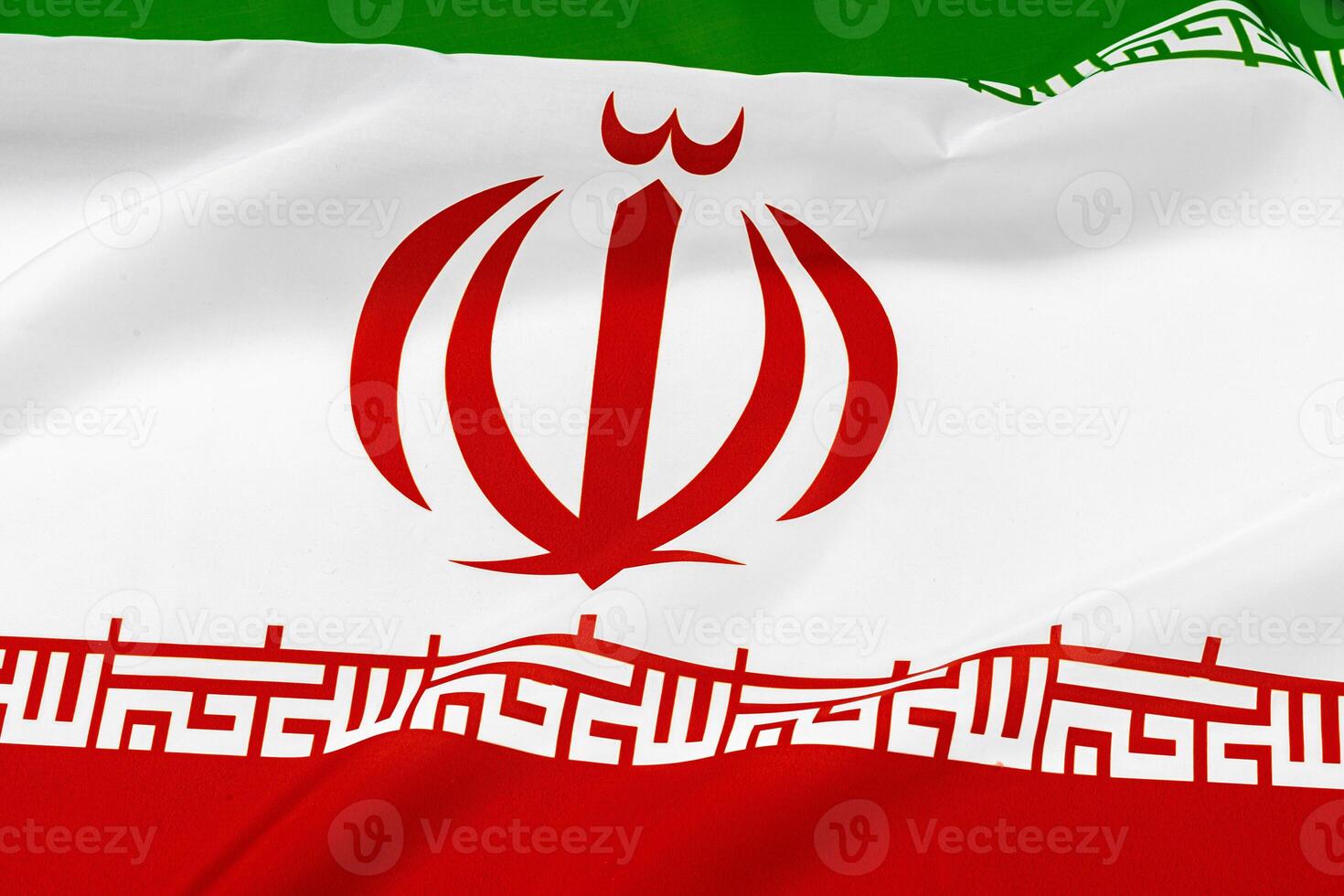 Photo of fabric flag of Iran close up