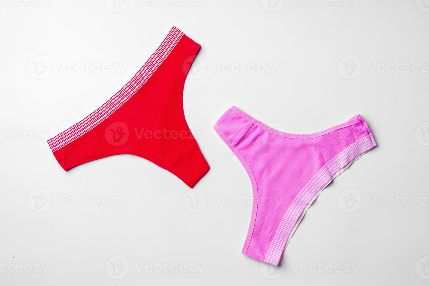 Set of cotton string women's panties on white background photo
