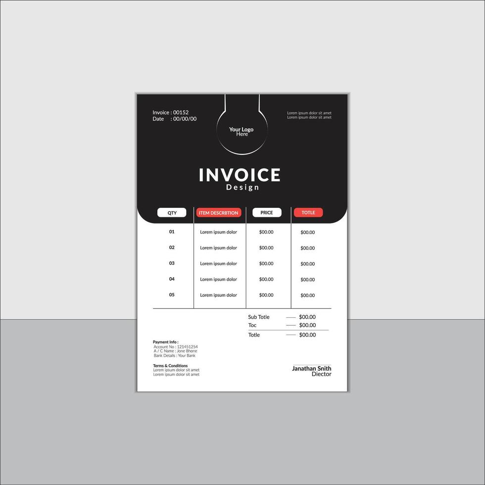 Invoice for Client Services vector