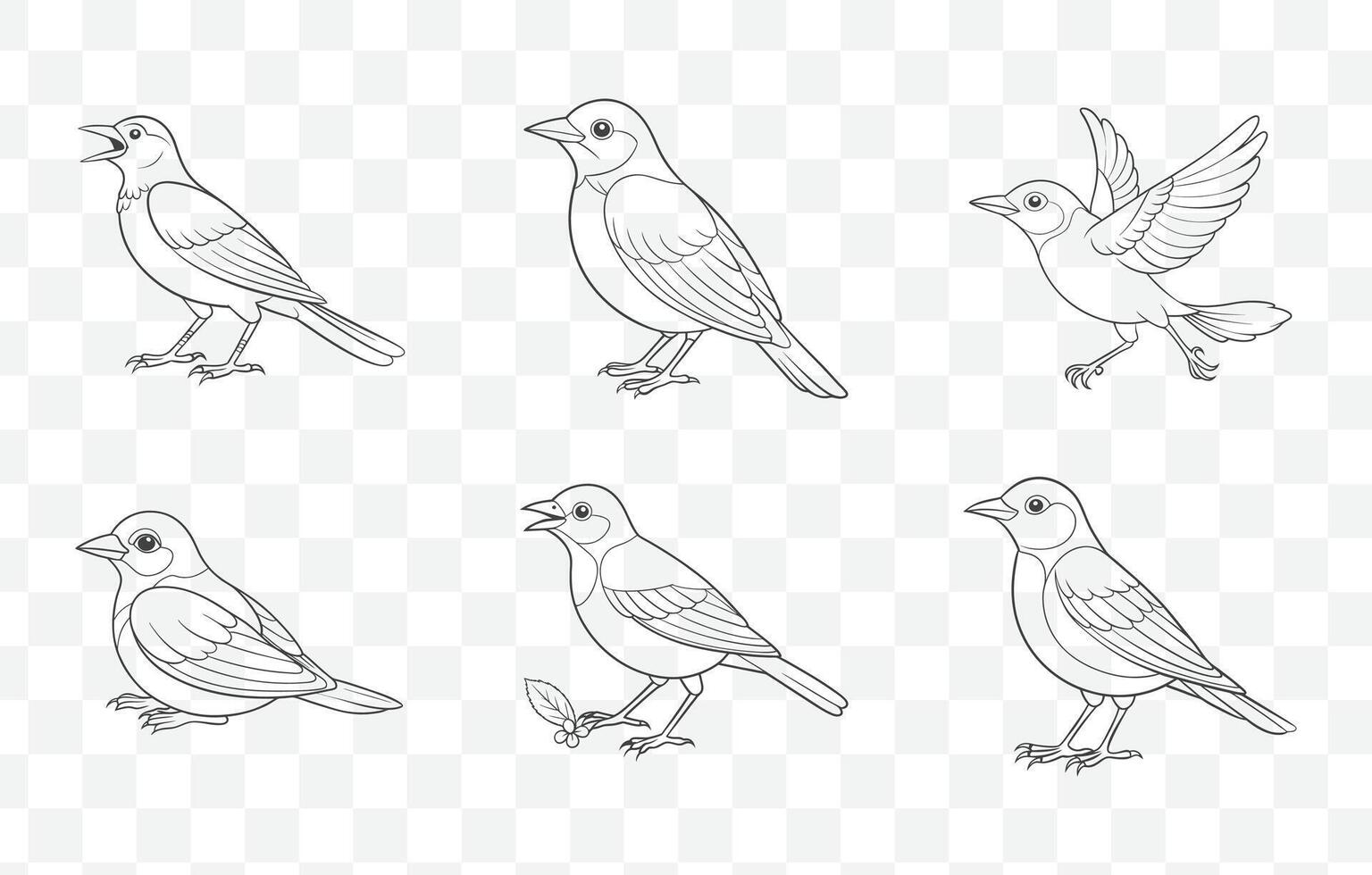 Oriole Line Art Set of Detailed Bird Illustrations in Minimalist Style for Creative Designs and Projects vector