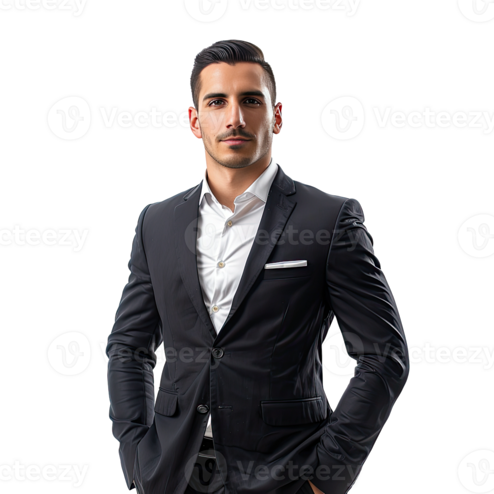 studio shot of a businessman in suit without background. png