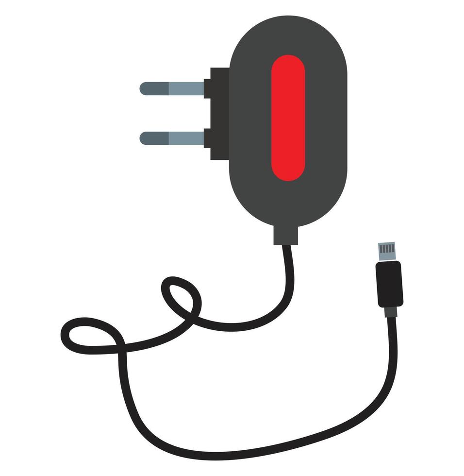 A flat icon of a black and red plug vector