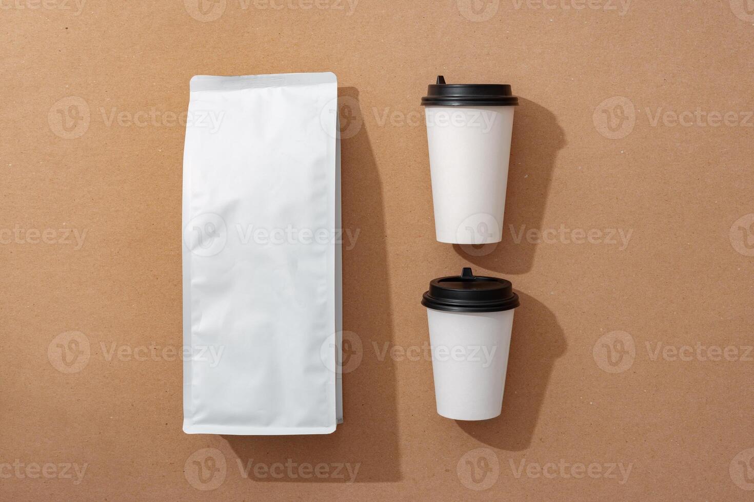 Coffee identity branding mockup set top view flat lay photo