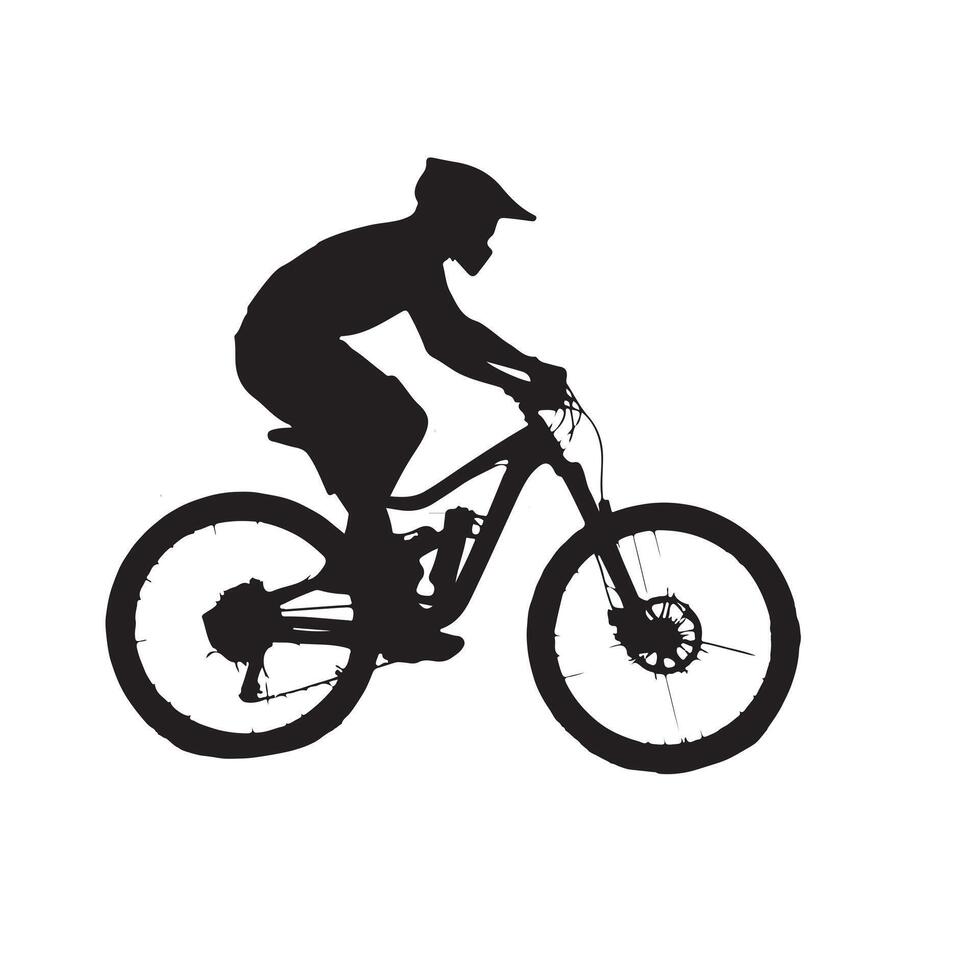 a person is riding a mountain bike with a mountain in the background vector