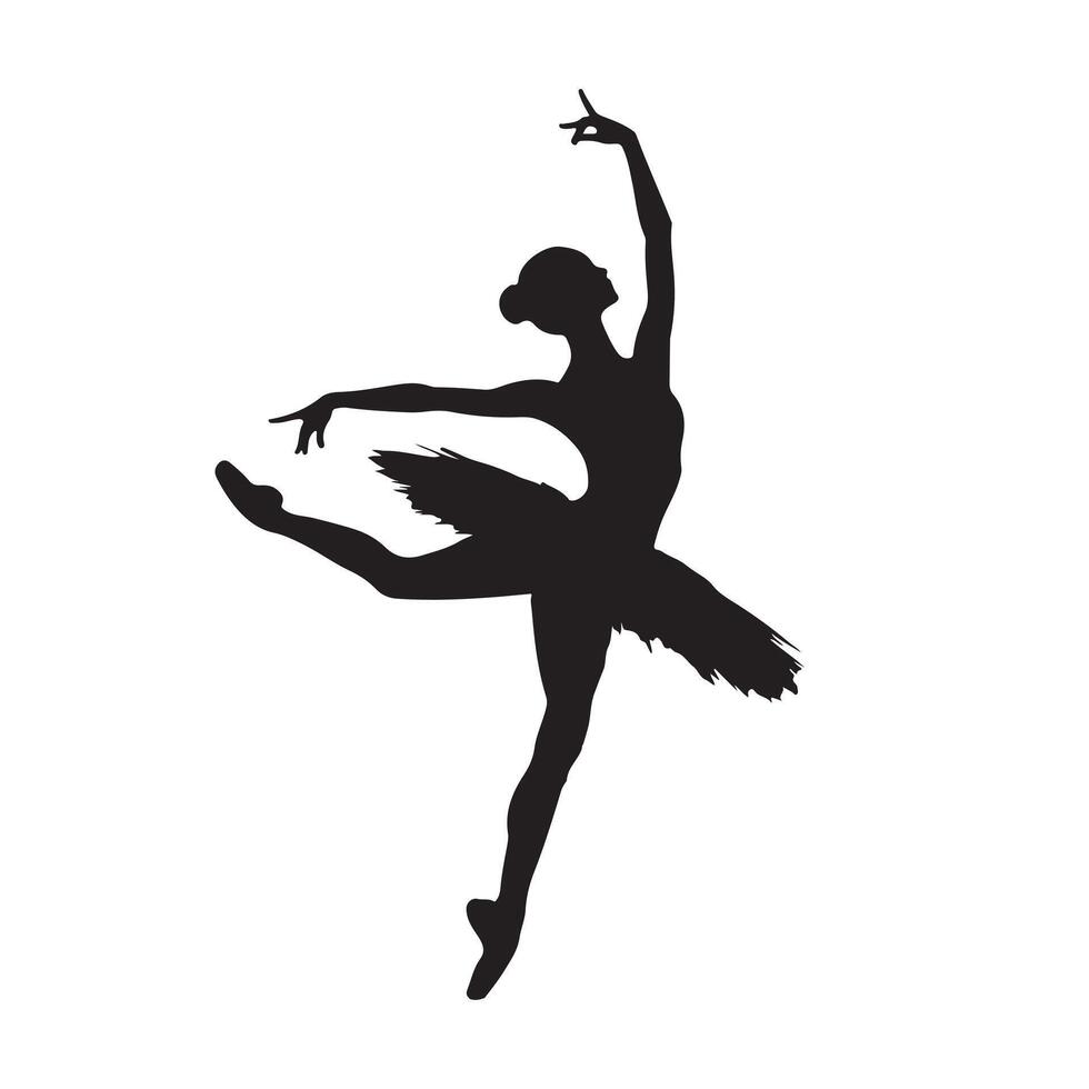 Silhouette of a ballerina mid-pirouette on a white background vector