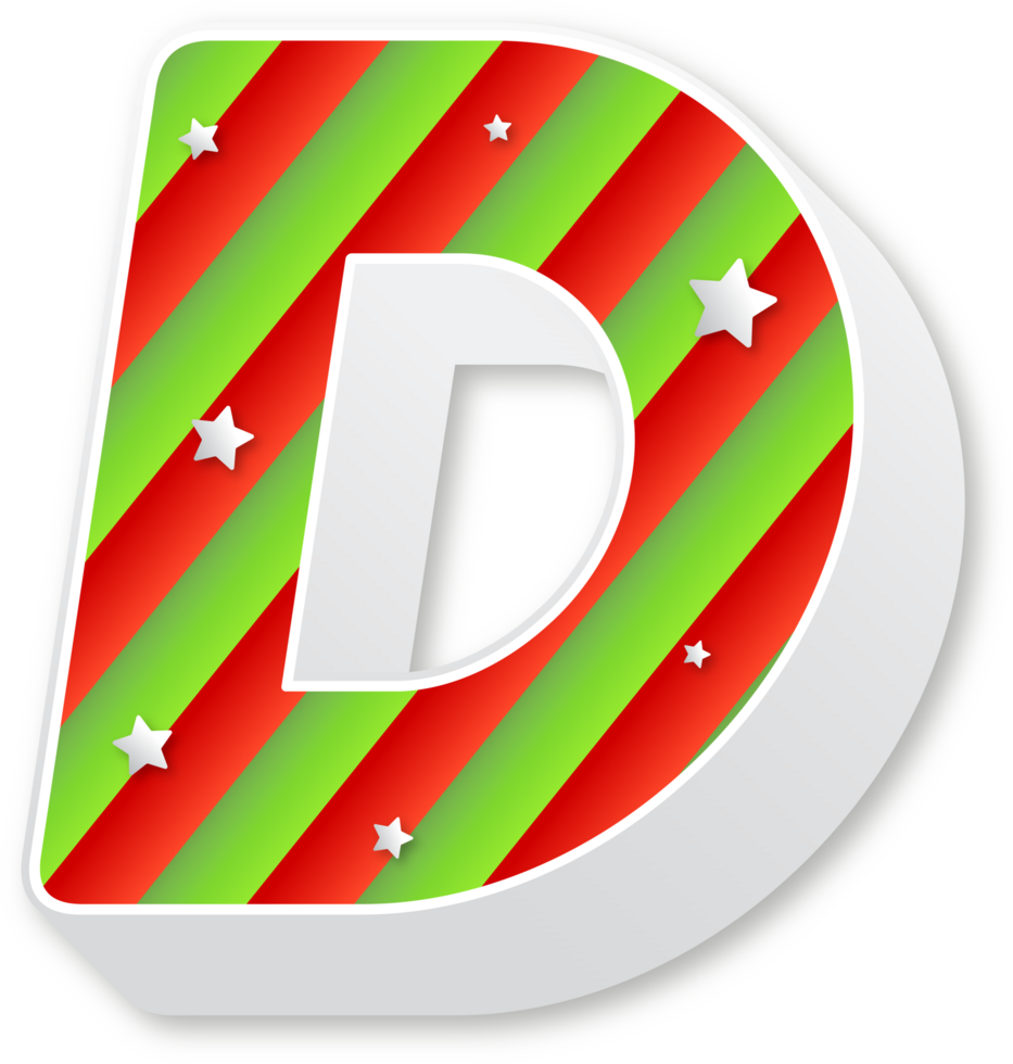 Letter D, Christmas Alphabet, Christmas Stripes Letters png