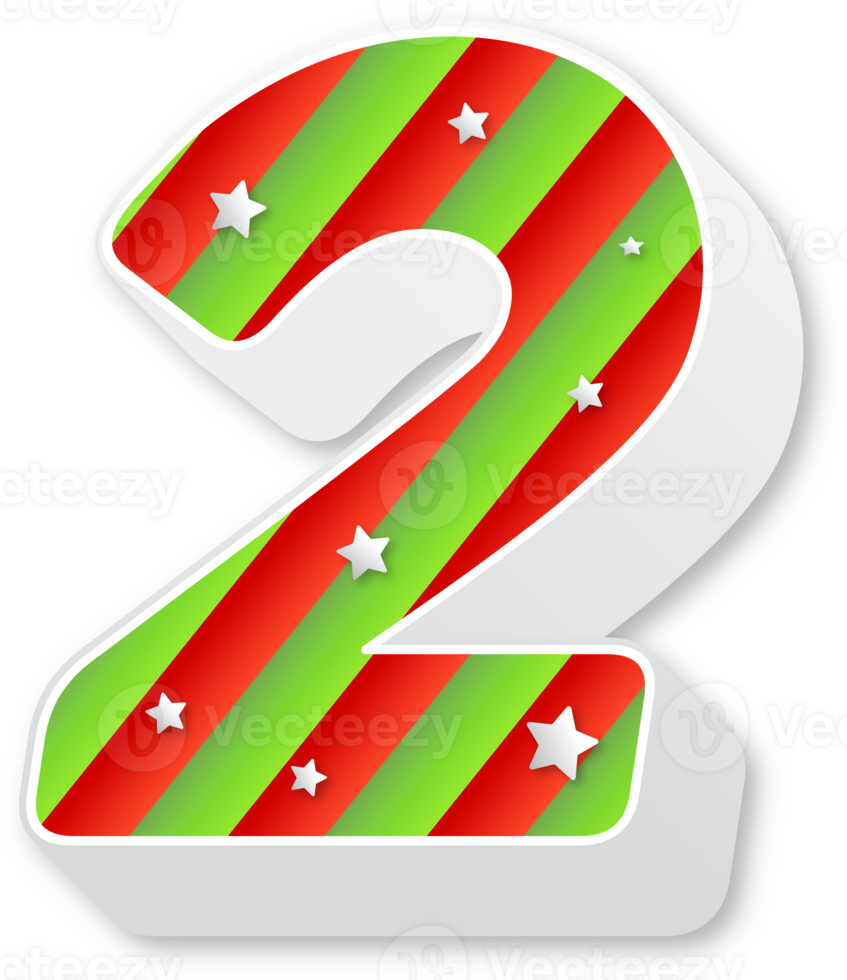 Number 2, Christmas Alphabet, Christmas Stripes Letters png