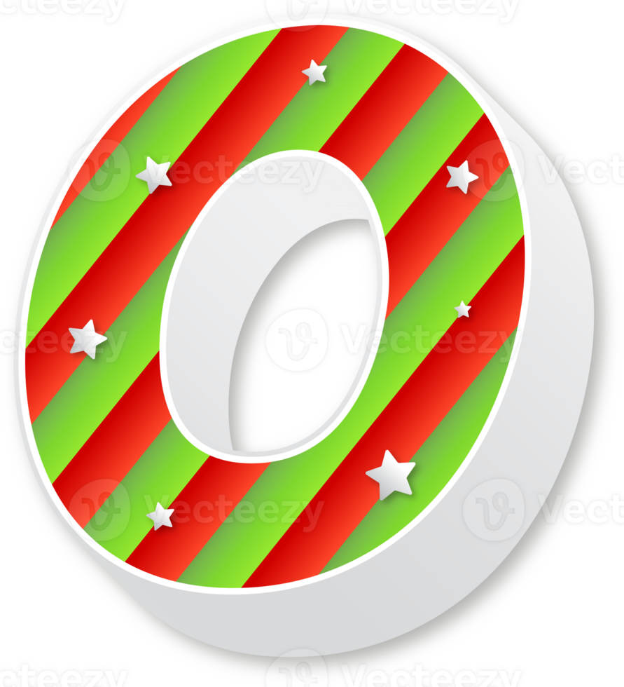 Number 0, Christmas Alphabet, Christmas Stripes Letters png