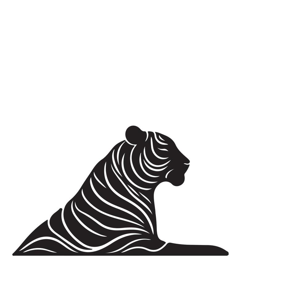 a black silhouette single line lion with white background image vector