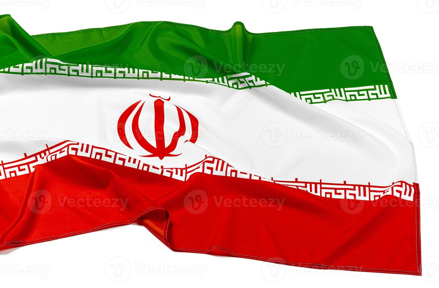 Photo of fabric flag of Iran close up